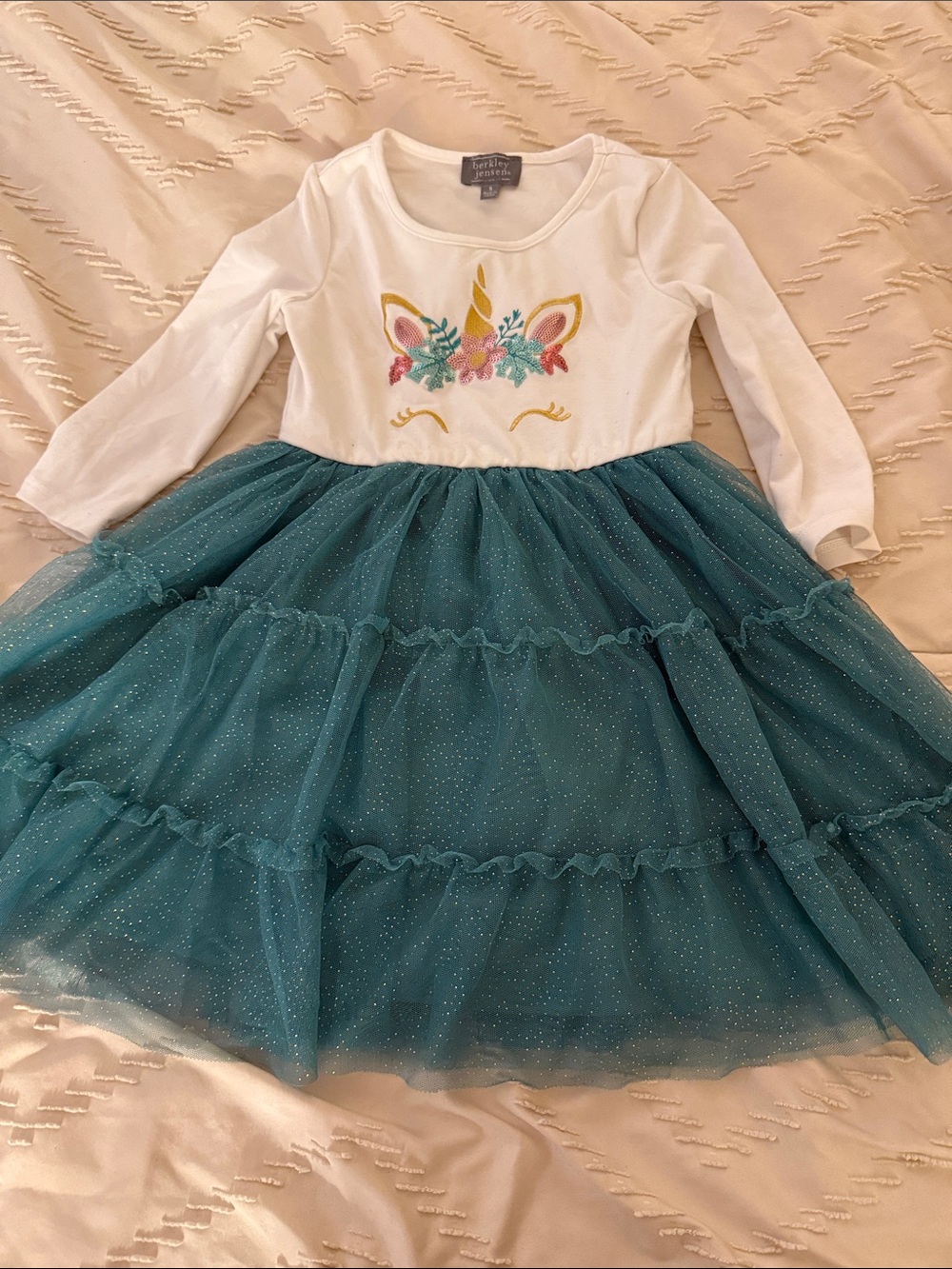 White Top Teal Tulle Unicorn Dress